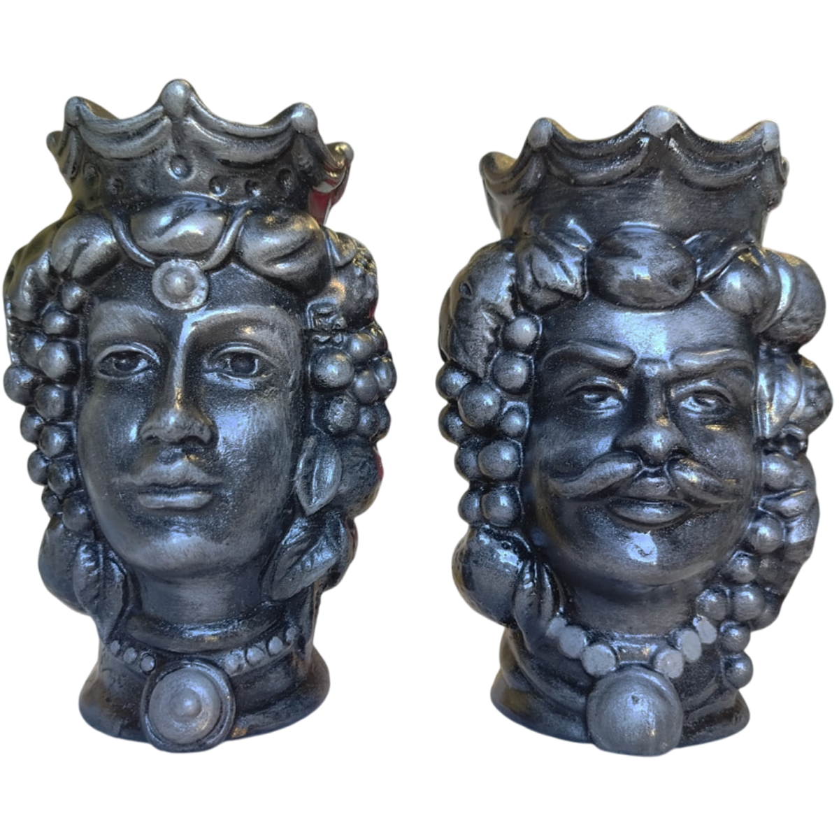 Teste di Moro in Pietra Lavica da parete (Coppia) - Kimanu Art