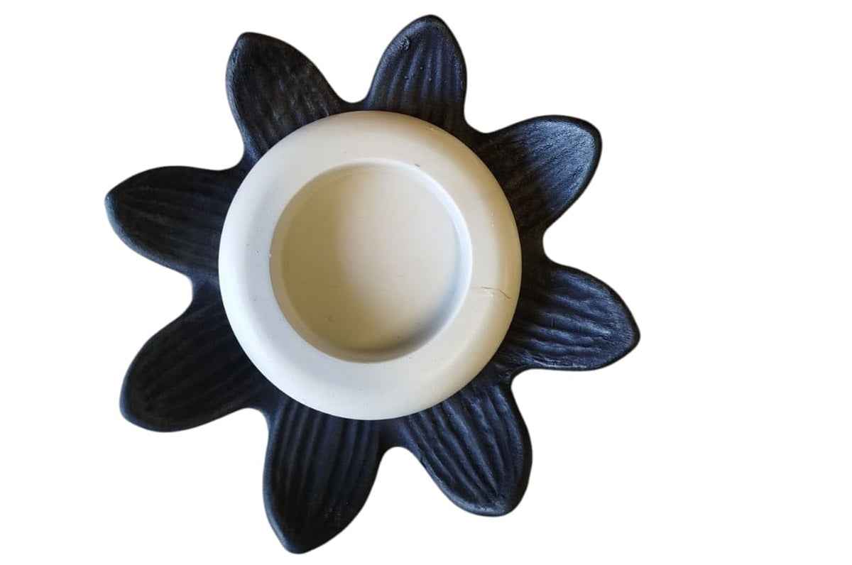 Porta candele sferico a forma di fiore - Pietra lavica