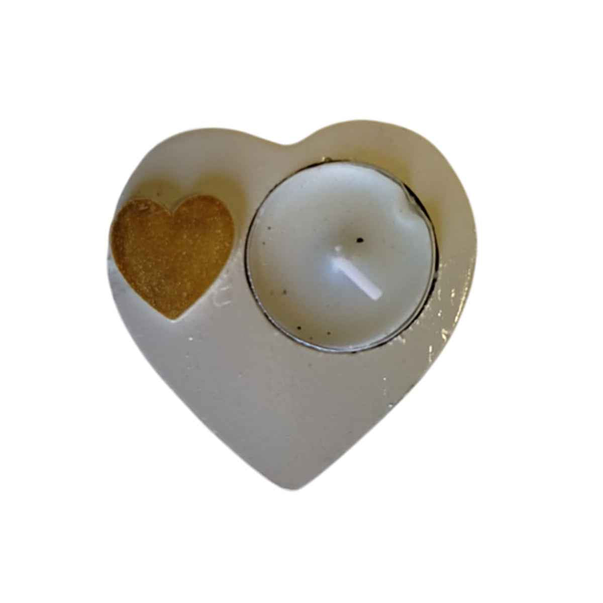 Portacandela a forma di Cuore – Polvere di Marmo
