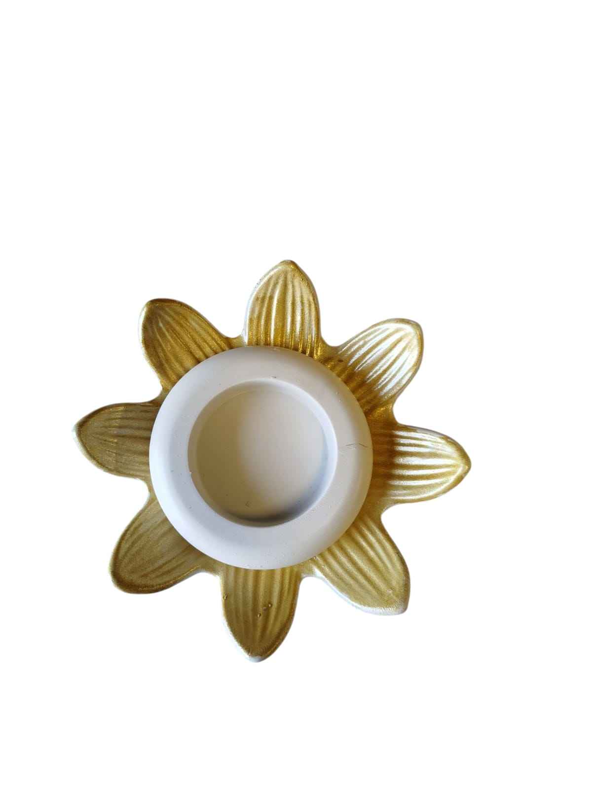 Porta candele sferico a forma di fiore - Polvere di marmo