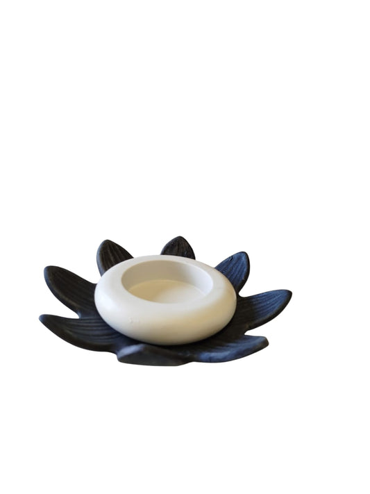Porta candele sferico a forma di fiore - Pietra lavica